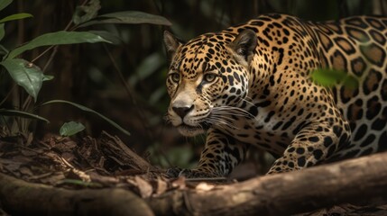 Jaguar in the wild, Panthera onca, South America