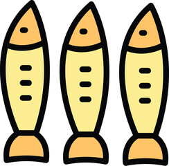 Ocean fish icon outline vector. Oil food. Marine oily color flat