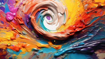 A paint palette with vibrant colors mixing and swirling, depicting the dynamic and imaginative nature of creative thinking