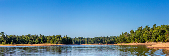 Rainbow Flowage in northern Wisconsin at the end of August with the water drawn down.