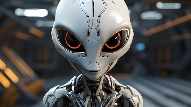 Alien robot illustration very detailed. Generative AI