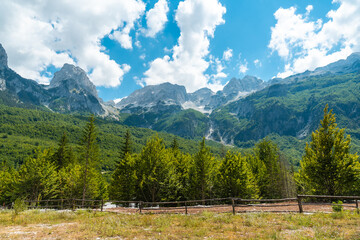 Trailhead on the Valbona Valley trekking to Theth, Theth National Park, Albanian Alps, Valbona Albania