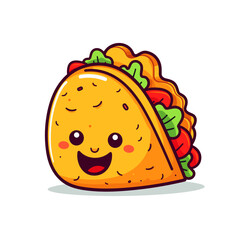 Cute taco illustration; ideal for small businesses, food trucks, Mexican restaurants, taquerias, and food festivals.