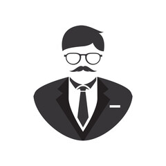 businessman symbol wearing glasses vector icon simple illustration
