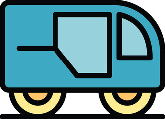 Myanmar tricycle icon outline vector. Old bike. Indian trishaw color flat