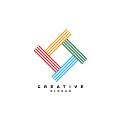 Geometric colorful and abstract square frame logo design for your brand or business