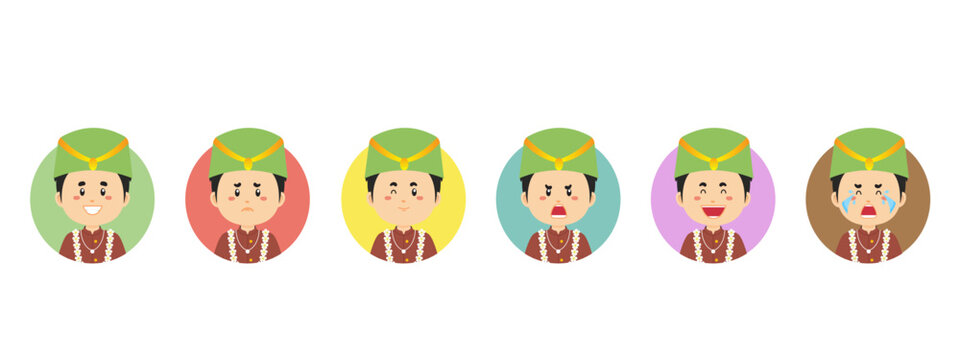 Banten Indonesian Avatar with Various Expression