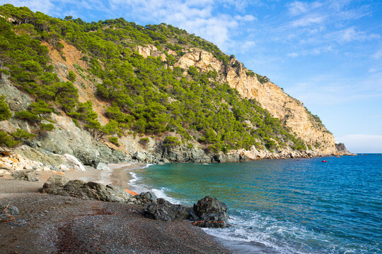 Scenic view of Marine Reserve of Ses Negres in Begur in middle of Costa Brava on sunny fall day, Catalonia, Spain