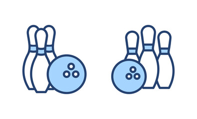 Bowling icon vector. bowling ball and pin sign and symbol.