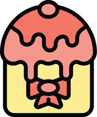 Panettone bread icon outline vector. Cake food. Bakery slice color flat