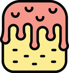 Sugar cake icon outline vector. Panettone bread. Food baked color flat