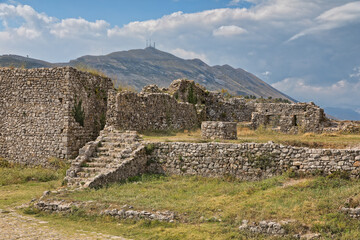 Fototapeta na wymiar Ruins and Steps at Medieval Rosafa Castle in Shkoder