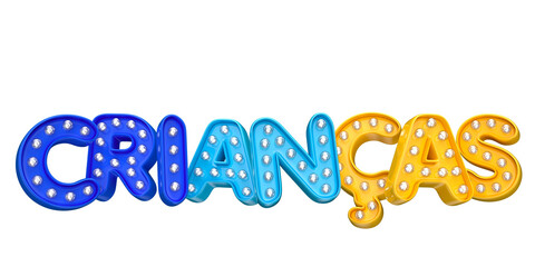 children's day label in 3d render for marketing campaign in brazil in portuguese