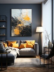 Modern interior with abstract painting on the wall