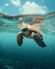 Fotobehang green sea turtle © augieloinne