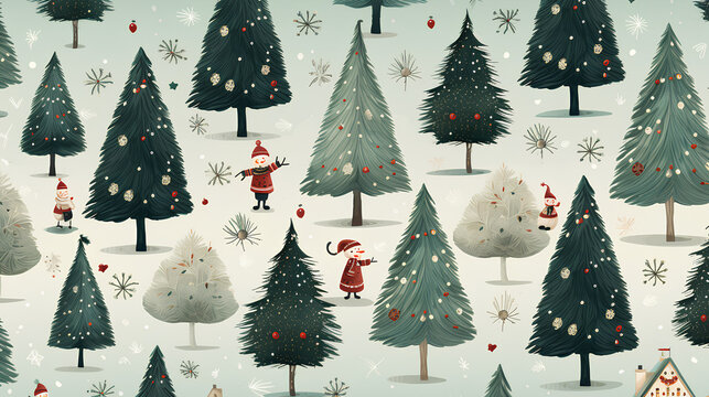 Seamless pattern of Christmas images