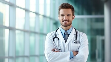 portrait of a smiling doctor looking at camera