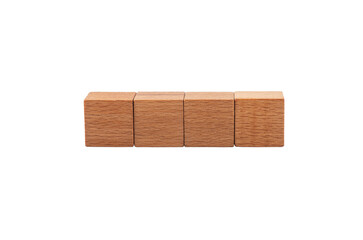 Square wooden blocks on white background. wood blocks cube.