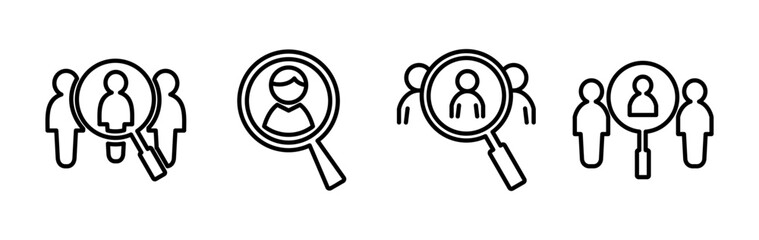 Hiring icon vector. search job vacancy icon. magnifying glass looking for people