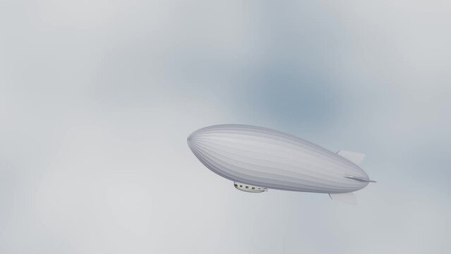 moving airship or dirigible balloon in the sky 3d rendering
