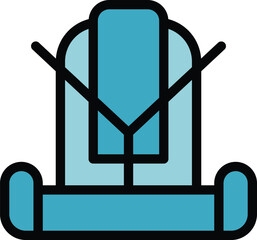Fototapeta premium Protect kid belt icon outline vector. Car safety. Drive accident color flat