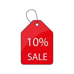 Price tag. Discount promotion. Sale 10 percent label. Vector illustration. EPS 10.