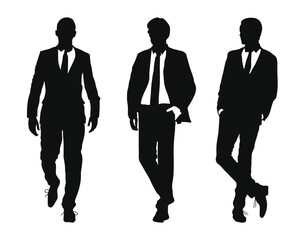 Businessman walking. silhouette vector collection