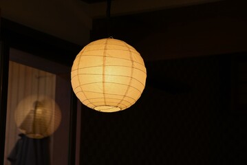 Japanese traditional culture. Lighting equipment made from bamboo work. Background material for sightseeing in Japan.