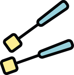 Fondue fork icon outline vector. Pot cooking. Cow cook color flat