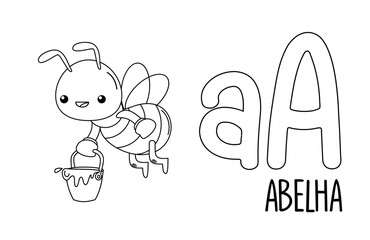 Bee coloring page. Art for children's literacy.