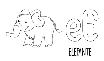Elephant coloring page. Art for children's literacy.