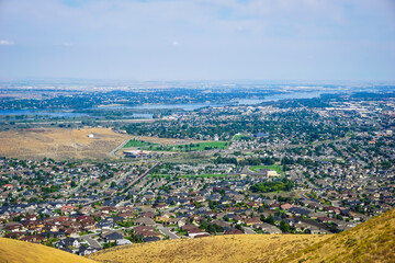 Kennewick, Pasco and Richland Tri-Cities Washington from aerial view.