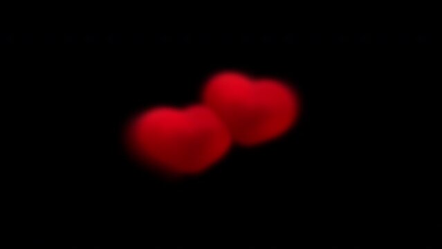 Two hearts in love as they cuddle and hug, 4k 24p with alpha channel for transparent background