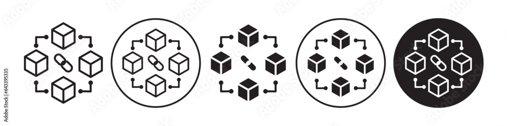 Poster block chain technology icon. crypto currency security digital network symbol. vector of 3d box model