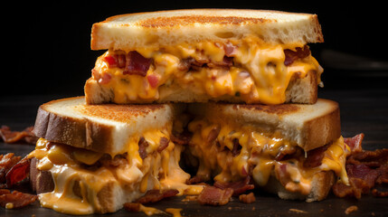 Delicious toasted bread with pimento cheese on table, closeup