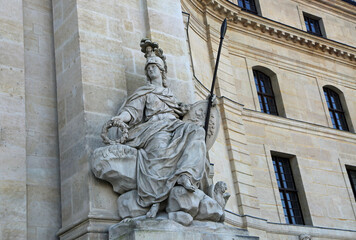 An antique Athena statue - entrance to the Army Museum, Paris, France