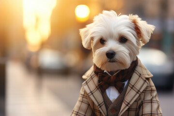 Cute dog wearing preppy style