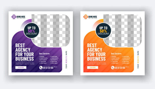 Digital marketing social media banner and instagram post template