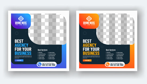 Digital marketing social media banner and instagram post template