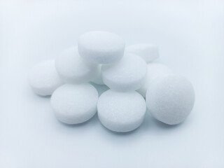 White Camphor Tablets Moth Balls Isolated On White Background