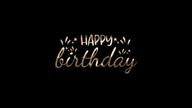 Happy Birthday Animation Handwritten in Gold Ink Drops. A Good Way  as a Gift for Loved Ones