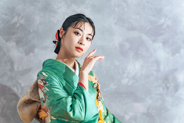振袖を着た女性のポートレート
