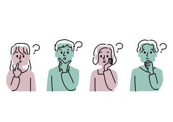 疑問を感じているカジュアルな若者のアイコンセット