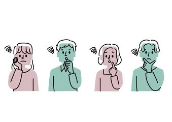 困っているカジュアルな若者のアイコンセット