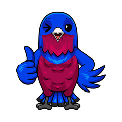 Cute banded cotinga bird cartoon giving thumb up