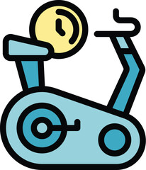 Exercise bike icon outline vector. Run program. Care info color flat