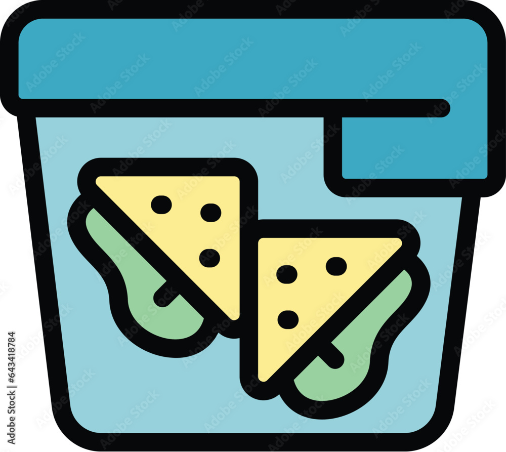 Sticker Sandwich box icon outline vector. Container food. Lunch school color flat - Stickers