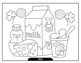 Milk coloring pages for kids