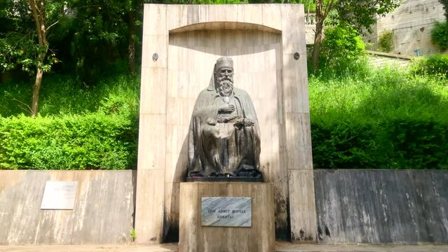 Bronze statue. Statue of religious figure. Dede Ahmet Myftar Ahmataj. Vlore, Albania.