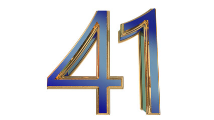 Blue gold 3d number element for design